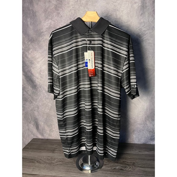 Grand Slam Other - Grand Slam Airflow Striped Golf Polo NWT Black Gray Men's XL Performance